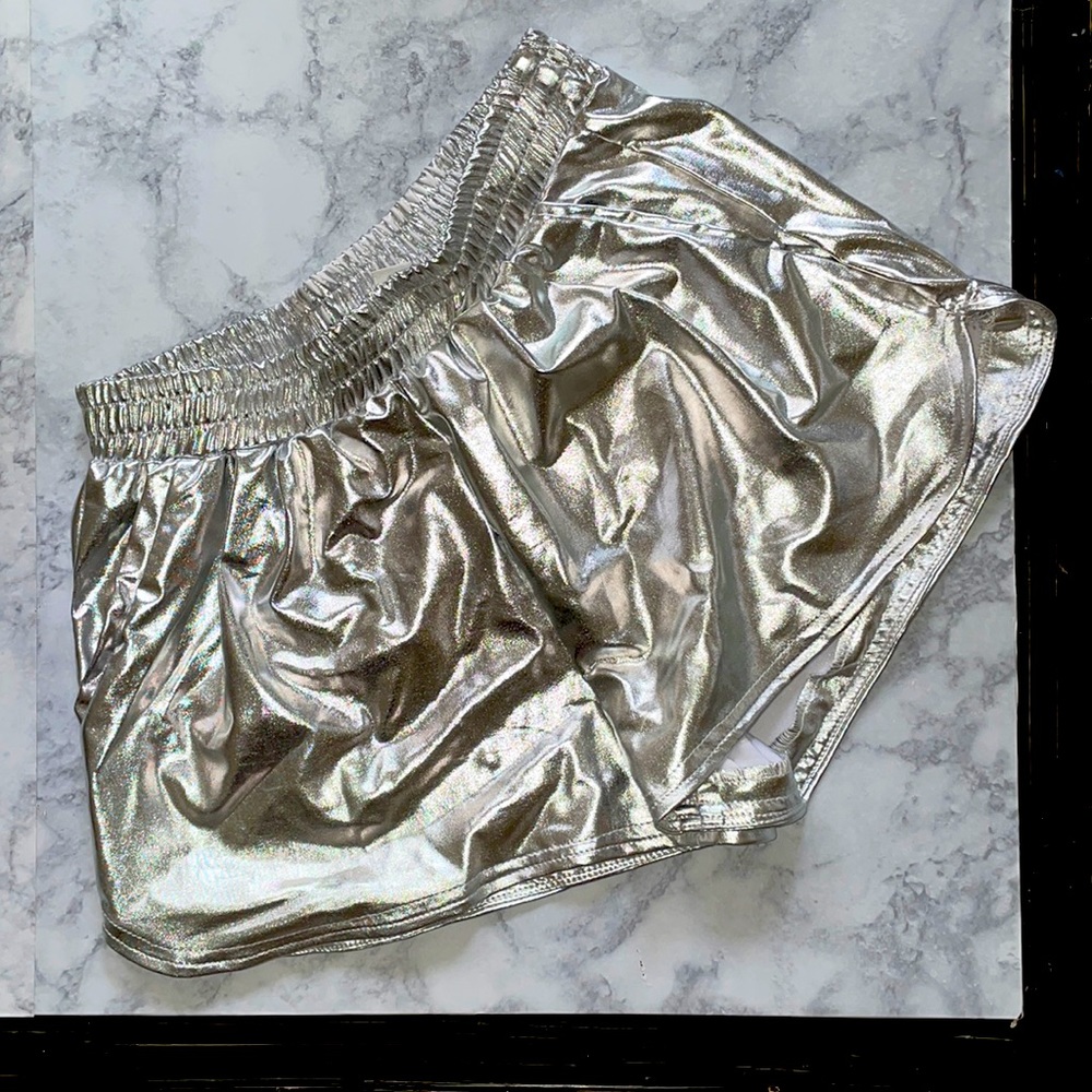 Women's Metallic Shiny Shorts with Pockets